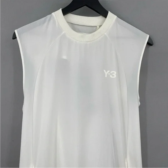 Y-3 X Adidas Sleeveless Maxi Dress Womens LARGE White Sporty Tonal Athletic RARE - Picture 5 of 16